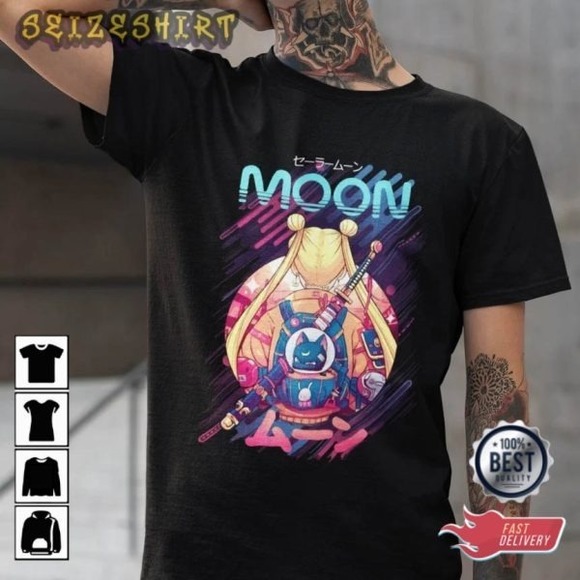Sailor Moon Cyberpunk Unisex T-shirt Gift For Fan - Picture 1 of 4